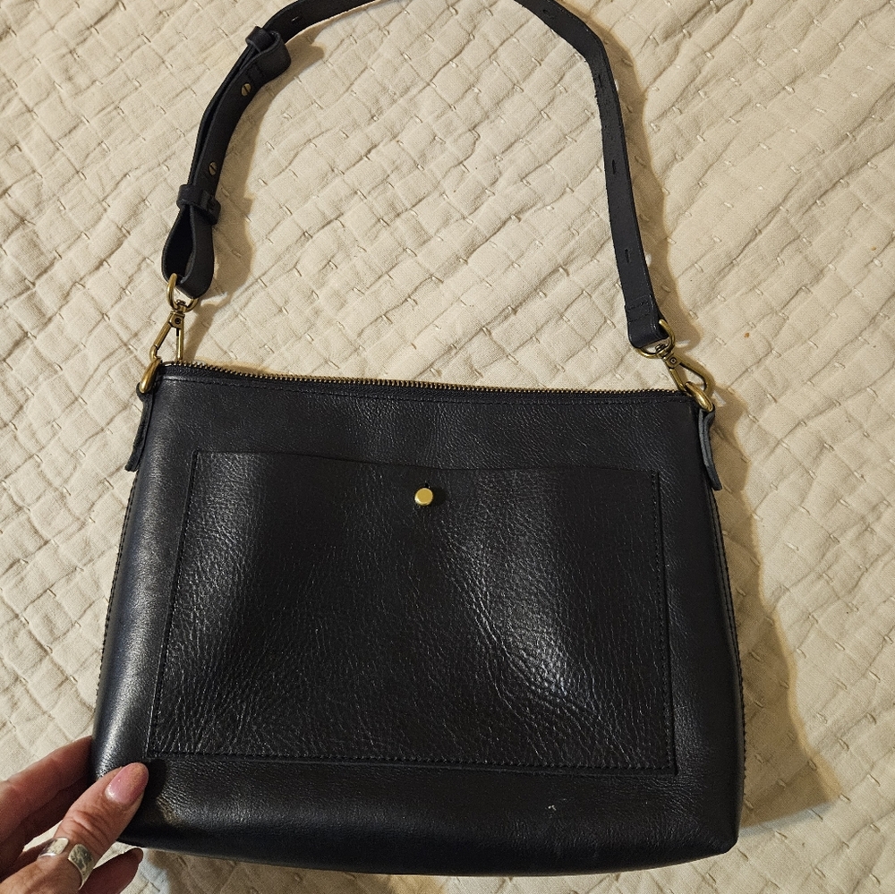 Madewell Black Leather Shoulder Bag